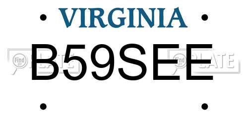 B59SEE Virginia License Plate