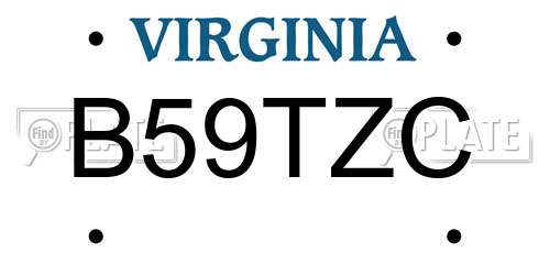 B59TZC Virginia License Plate