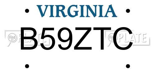 B59ZTC Virginia License Plate