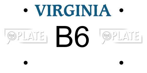 B6 Virginia License Plate