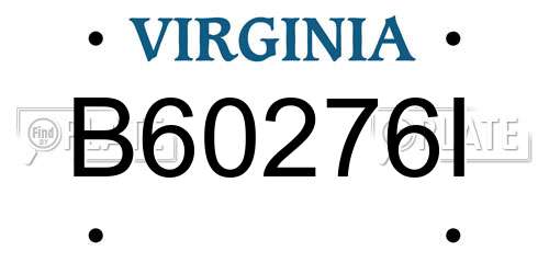 B60276I Virginia License Plate