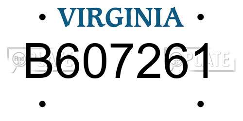 B607261 Virginia License Plate
