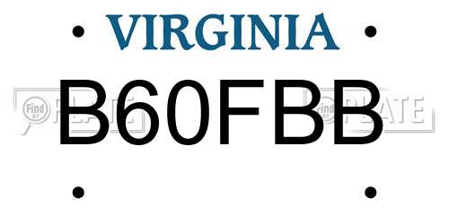 B60FBB Virginia License Plate
