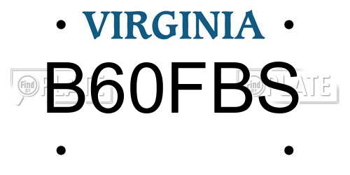 B60FBS Virginia License Plate