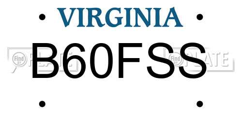 B60FSS Virginia License Plate