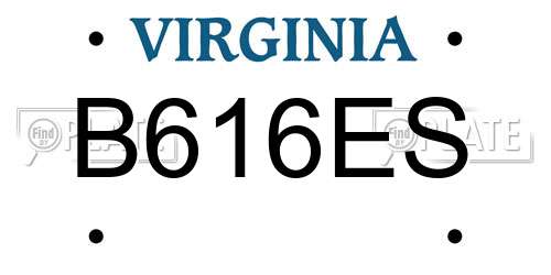 B616ES Virginia License Plate