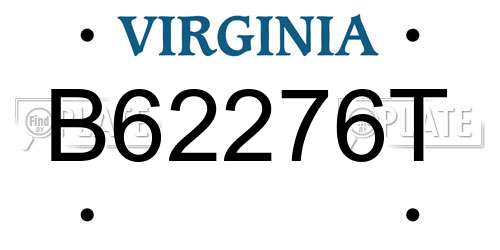 B62276T Virginia License Plate