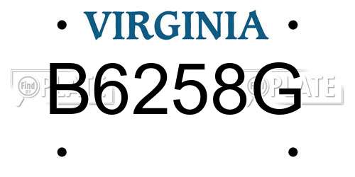 B6258G Virginia License Plate