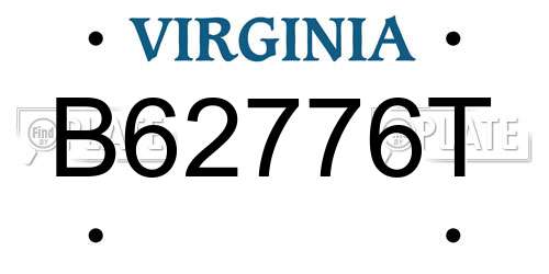 B62776T Virginia License Plate