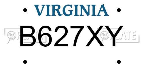 B627XY Virginia License Plate