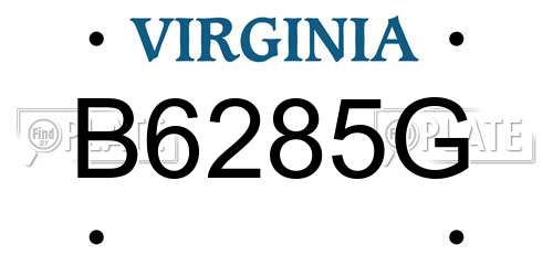 B6285G Virginia License Plate