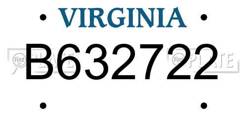 B632722 Virginia License Plate