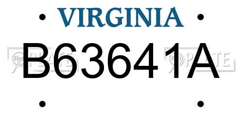 B63641A Virginia License Plate