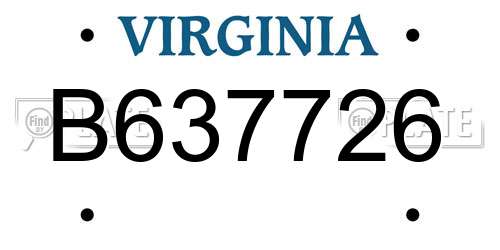 B637726 Virginia License Plate