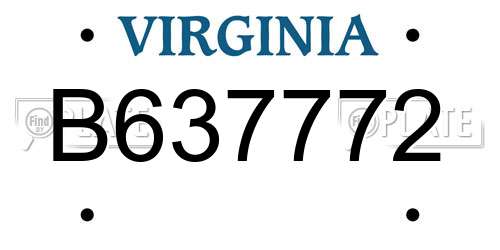 B637772 Virginia License Plate