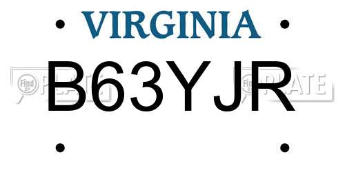 B63YJR Virginia License Plate