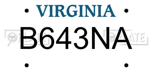 B643NA Virginia License Plate