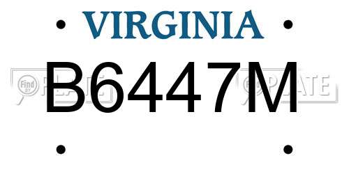 B6447M Virginia License Plate