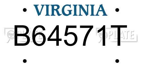 B64571T Virginia License Plate