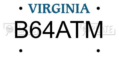 B64ATM Virginia License Plate