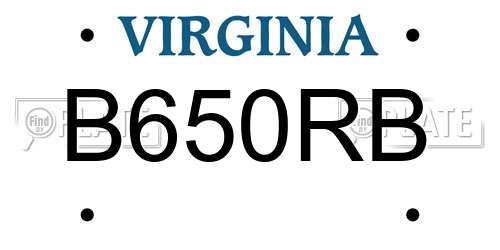 B650RB Virginia License Plate