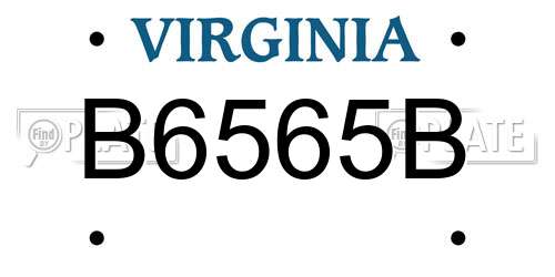 B6565B Virginia License Plate