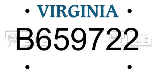 B659722 Virginia License Plate