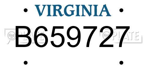B659727 Virginia License Plate