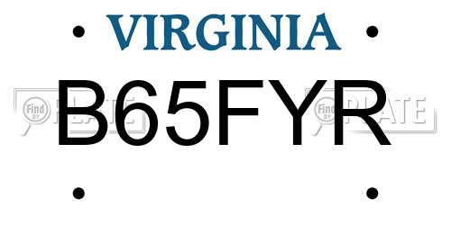 B65FYR Virginia License Plate