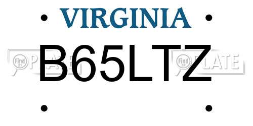 B65LTZ Virginia License Plate