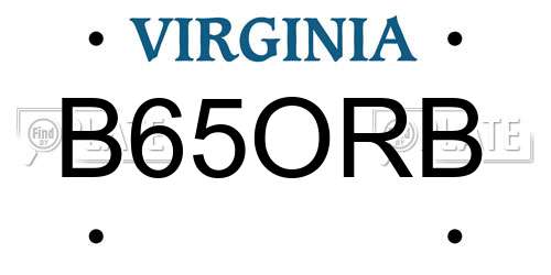 B65ORB Virginia License Plate