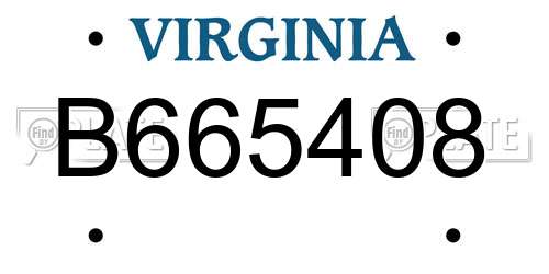B665408 Virginia License Plate