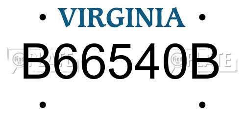 B66540B Virginia License Plate