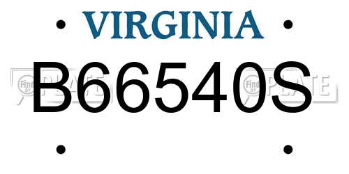 B66540S Virginia License Plate