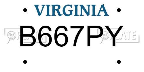 B667PY Virginia License Plate