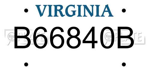 B66840B Virginia License Plate
