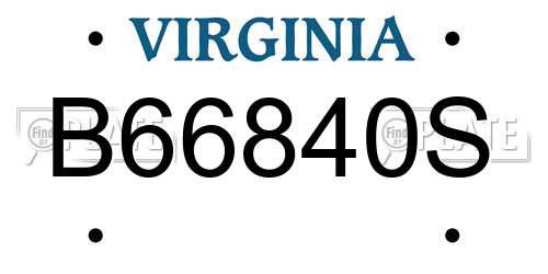 B66840S Virginia License Plate