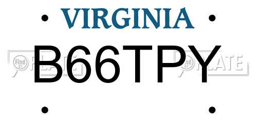 B66TPY Virginia License Plate