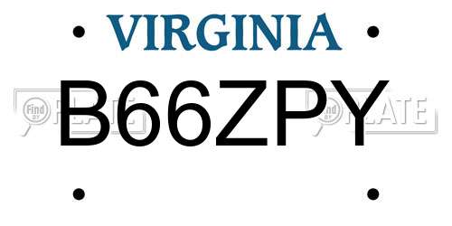 B66ZPY Virginia License Plate