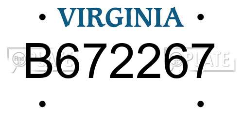 B672267 Virginia License Plate