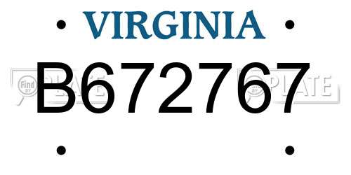 B672767 Virginia License Plate