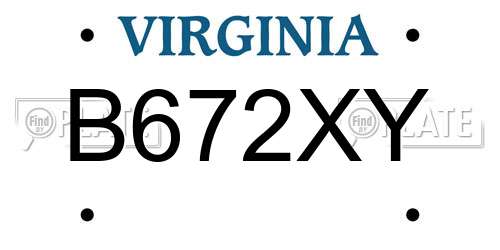 B672XY Virginia License Plate