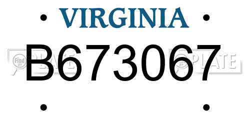 B673067 Virginia License Plate