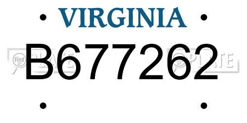 B677262 Virginia License Plate