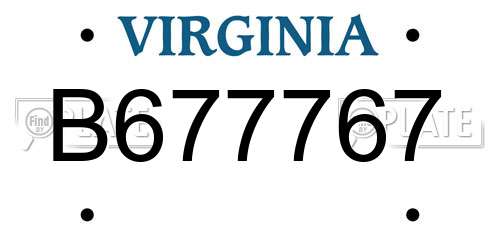 B677767 Virginia License Plate