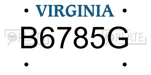 B6785G Virginia License Plate