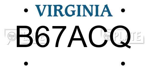 B67ACQ Virginia License Plate