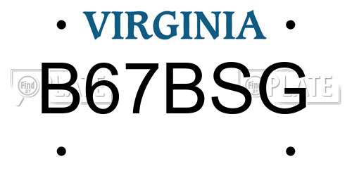 B67BSG Virginia License Plate