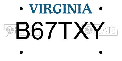 B67TXY Virginia License Plate