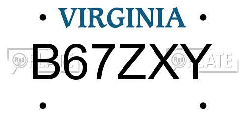 B67ZXY Virginia License Plate